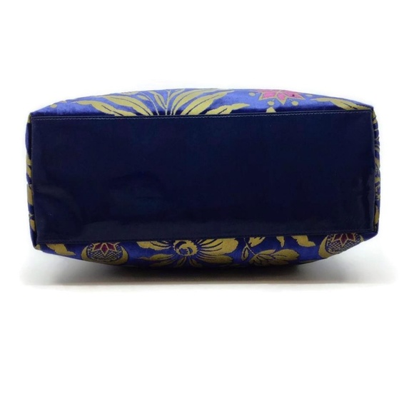 Tory Burch 3x Compartment Blue/Gold Velvet Tote - Picture 3 of 8